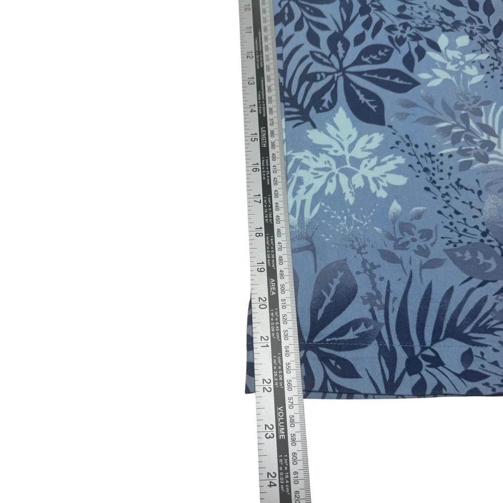 Basic Editions Size 4 Blue Tropical Leaf Print Wide Leg Cropped Belted Pants - Picture 5 of 8